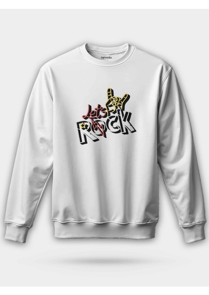 Lets Rock Işık Efektli Baskılı Unisex Regular Sweatshirt