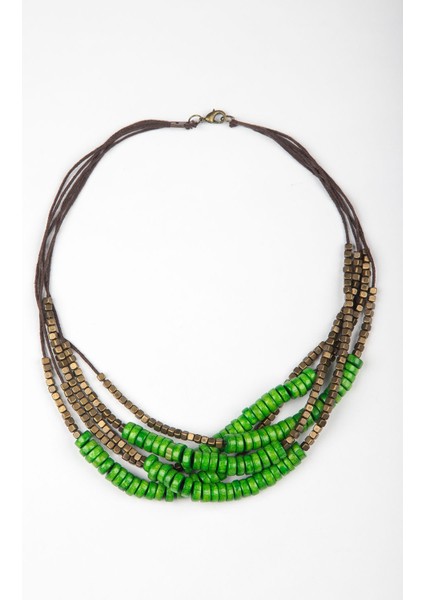 Ahşap Boncuklu Etnik Otantik Kolye