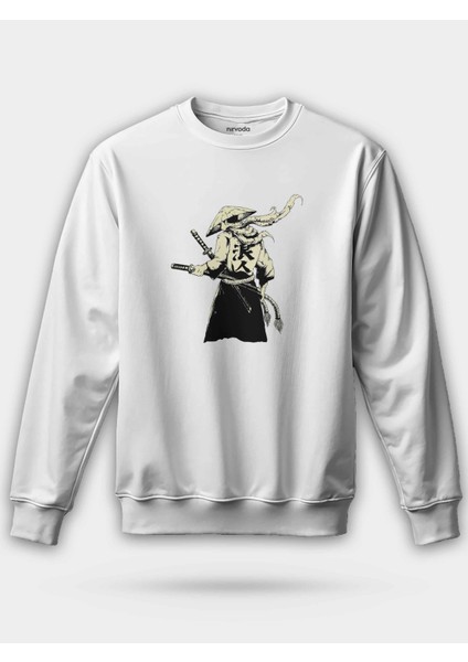 Japon Samuray Baskılı Unisex Regular Sweatshirt