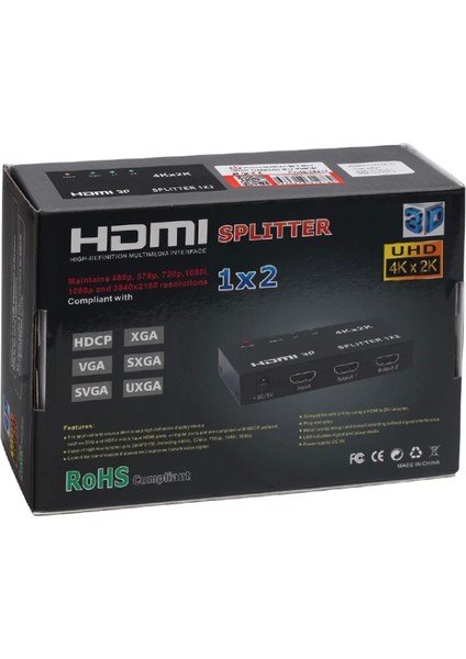 1.4V 1080P 4KX2K 2 Port HDMI Splıtter Dağıtıcı (4887)