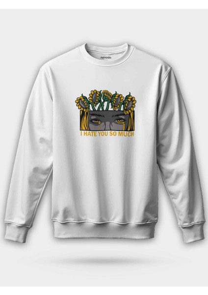 I Hate You Gözyaşı Baskılı Unisex Regular Sweatshirt