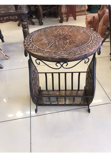 Eskitme Ahşap Ferforje Sehpa Gazetelik 36X38X50 Cm. fırsatları