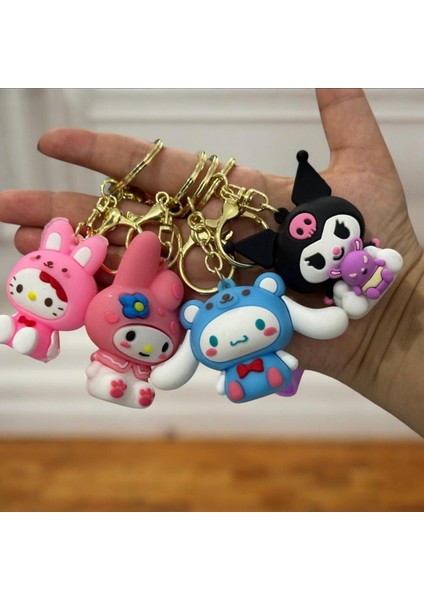 3D Büyük Boy Kuromi ve Arkadaşları Silikon Anahtarlık ve Çanta Aksesuarı