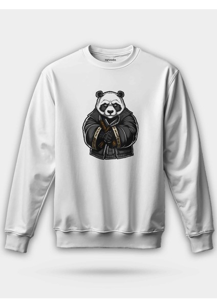 Gangster Samuray Panda Baskılı Unisex Regular Sweatshirt