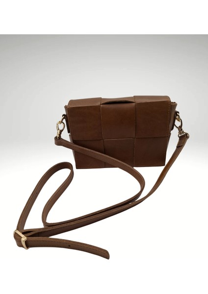 Suede Hakiki Deri Kadın El ve Omuz Çantası - Renk Taba