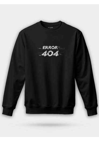 Error 404 Hata Siyah Baskılı Unisex Regular Sweatshirt