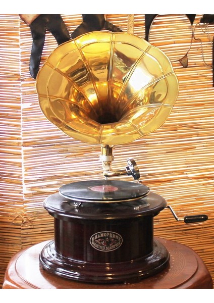 Yuvarlak Gramofon Bordo Renkli Düz Borulu