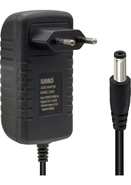 7.2 Volt - 2 Amper 5.5*2.5 Uçlu Ledli Yerli Üretim Akü Şarj Cihazı (OUT:6V-2A) (4887)