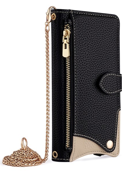 Oppo Realme C65 5g Çapraz Cüzdan Kılıfı, Cüzdan Rfıd Engelleme Omuz Askısı Fermuarlı Cep Telefon Kılıfı Kapağı Oppo Realme C65 5g (Yurt Dışından)