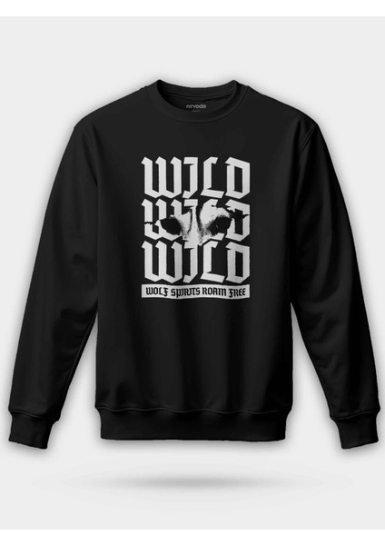 Wolf Kurt Gözü Siyah Unisex Regular Sweatshirt