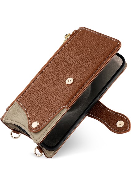 Oppo Reno 13 Pro Çapraz Cüzdan Kılıfı, Cüzdan Rfıd Engelleme Omuz Askısı Fermuarlı Cep Telefon Kılıfı Kapağı Oppo Reno 13 Pro (Yurt Dışından) modelleri