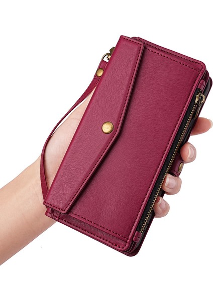 Oppo Reno 13 Pro Kılıf, Çapraz Askılı Çok Işlevli Cüzdan Rfıd Engelleme Omuz Askısı Fermuarlı Cep Telefon Kılıfı Kapağı Oppo Reno 13 Pro (Yurt Dışından) modelleri