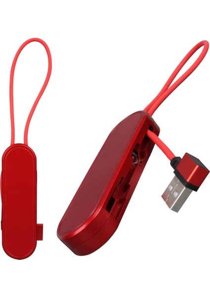 Kırmızı 3in1 (Type C- Lightning- Micro Usb) Manyetik Uç Taşınabilir Şarj Kablosu (4887)