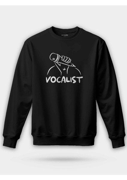 Vokalist Müzik Siyah Unisex Regular Sweatshirt