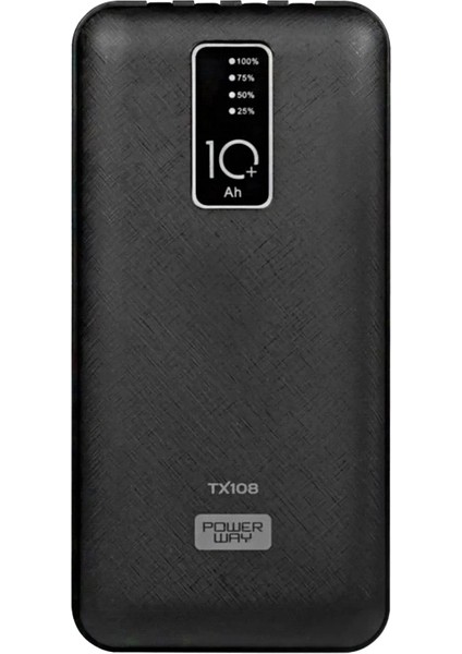 Powerway TX108 10000 Mah Siyah Göstergeli Ekstra Kablolu 4 Çıkışlı Powerbank