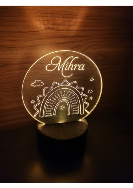 Kişiye Özel Gökkuşağı Işıklı Masa Lambası ( Pilli )