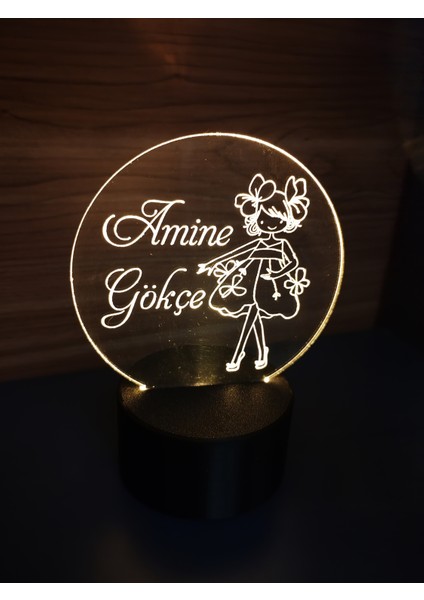 Kişiye Özel Çiçek Kız Işıklı Masa Lambası ( Pilli ) fiyatları