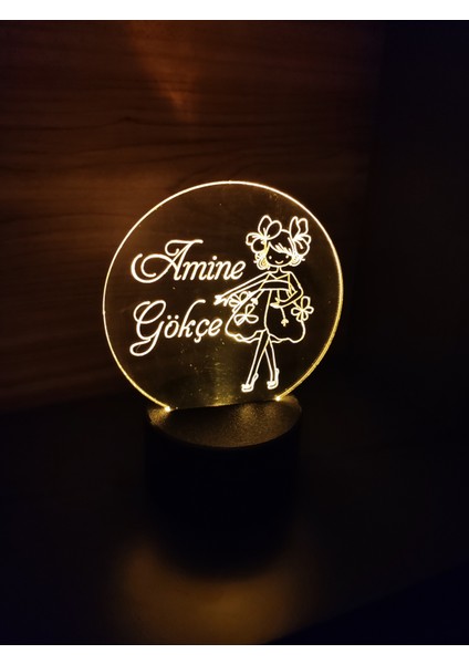 Kişiye Özel Çiçek Kız Işıklı Masa Lambası ( Pilli ) modelleri