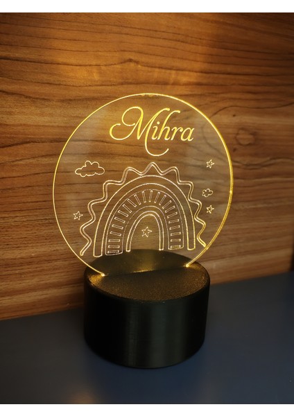 Kişiye Özel Gökkuşağı Işıklı Masa Lambası ( Pilli ) modelleri