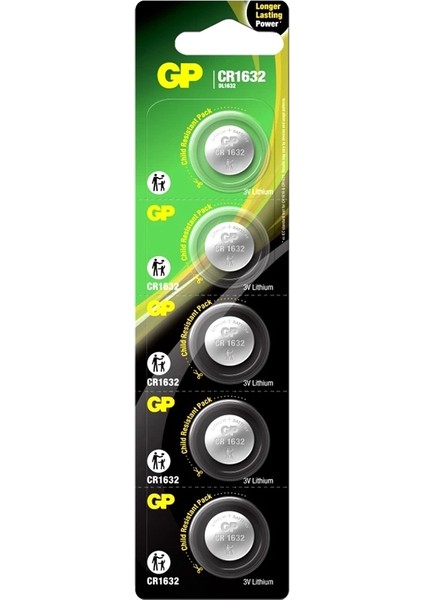 Gp CR1632 3 Volt Lityum Pil 5li Paket GPCR1632E-2CPU5 (GPPBL1632025)