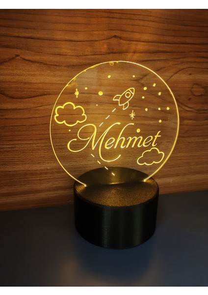 Kişiye Özel Uzay Temalı Çiçek Kız Işıklı Masa Lambası ( Pilli ) modelleri