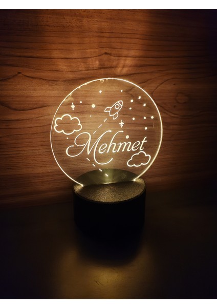 Kişiye Özel Uzay Temalı Çiçek Kız Işıklı Masa Lambası ( Pilli ) fırsatları