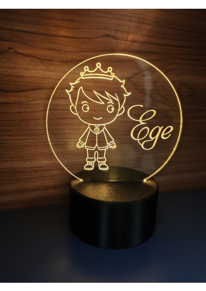 Kişiye Özel Prens Işıklı Masa Lambası ( Pilli )