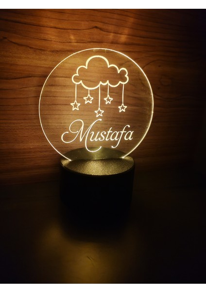 Kişiye Özel Bulut Işıklı Masa Lambası ( Pilli )