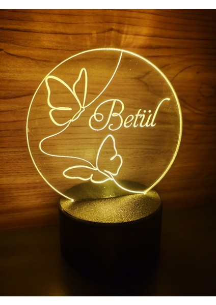 Kişiye Özel Kelebek Masa Lambası ( Pilli )