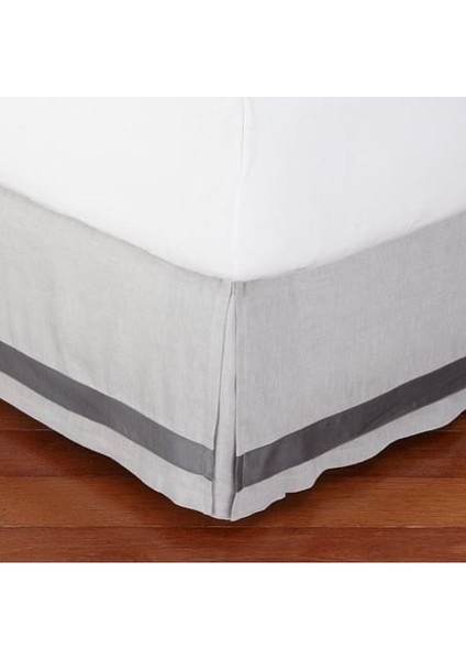 Antrasit Şeritli Açık Gri Dack Keten Baza Eteği