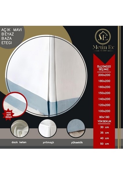 Açık Mavi ve Beyaz Keten Kalın Baza Eteği fiyatları