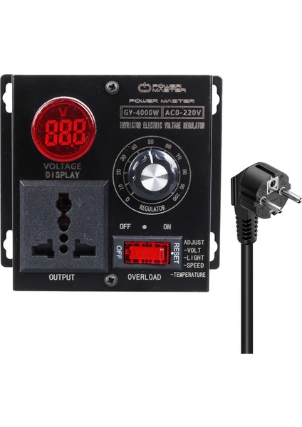 10-100V Ac 4000 Watt 15A Hız Işık Kontrolü Motor Sürücü Voltaj Regülatör (4887)