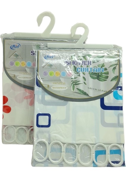 Çif Kanat Pvc Banyo Perdesi 2 Parça x 90X180CM - 12 Halkalı (4887)