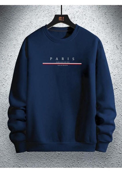 Erkek Paris Baskılı Bisiklet Yaka Sweatshirt fiyatları
