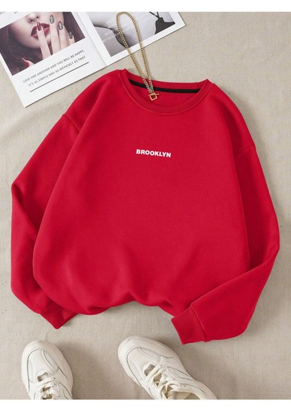 Kadın/erkek Brooklyn Özel Renkli Oversize Bisiklet Yaka Pamuklu Sweatshirt