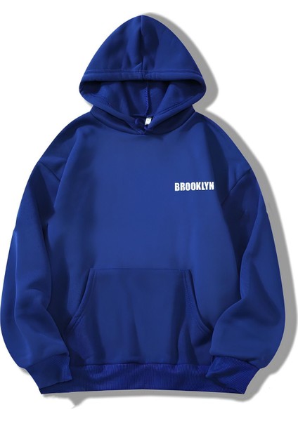 Kadın/erkek Brooklyn Renkli Özel Baskılı Pamuklu Oversize Kapüşonlu Sweatshirt