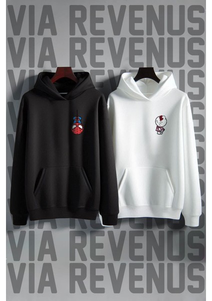 Hello Kitty Spiderman Baskılı Oversize Sevgili Kombini Sweatshirt