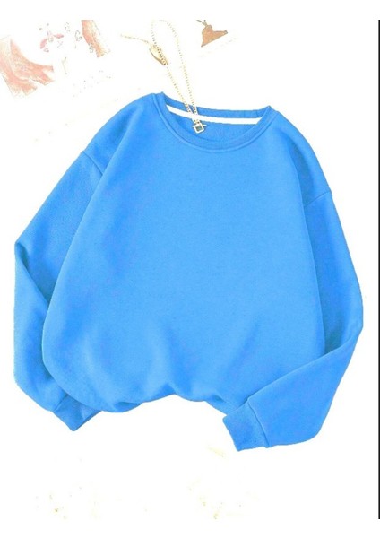 Unisex Düz Bisiklet Yaka Sweatshirt