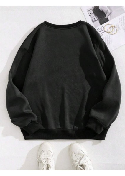 Düz Bisiklet Yaka Sweatshirt