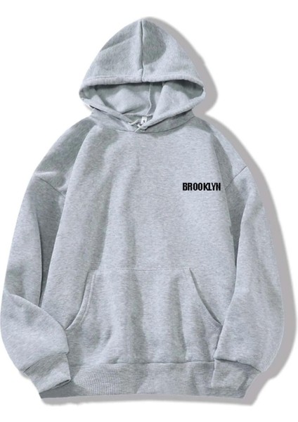 Kadın/erkek Brooklyn Renkli Özel Baskılı Pamuklu Oversize Kapüşonlu Sweatshirt