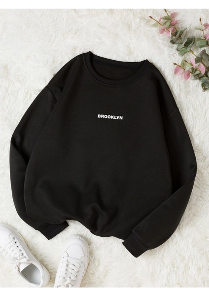 Kadın/erkek Brooklyn Özel Renkli Oversize Bisiklet Yaka Pamuklu Sweatshirt
