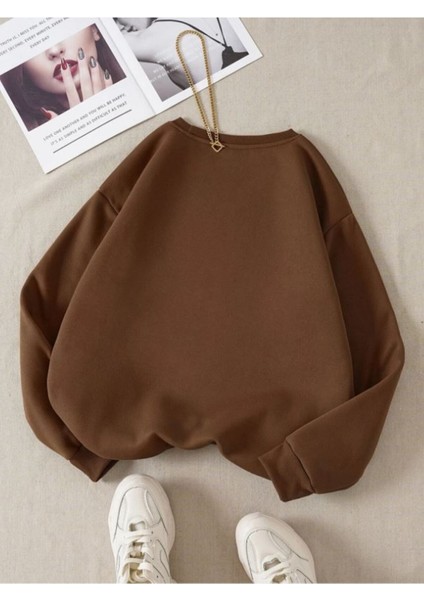 Düz Bisiklet Yaka Sweatshirt
