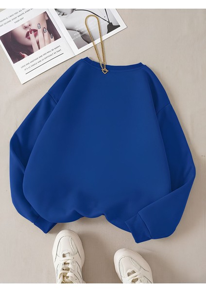 Kadın/erkek Paris Özel Renkli Oversize Bisiklet Yaka Pamuklu Sweatshirt