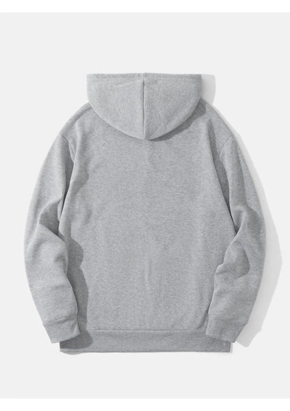 Gri New Moment Baskılı Oversize Kapşonlu Sweatshirt modelleri
