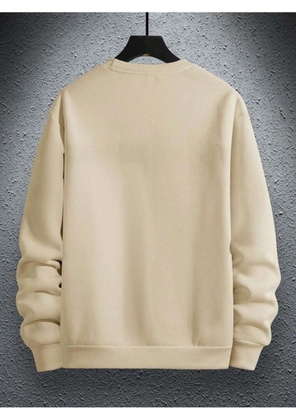 Erkek Paris Baskılı Bisiklet Yaka Sweatshirt