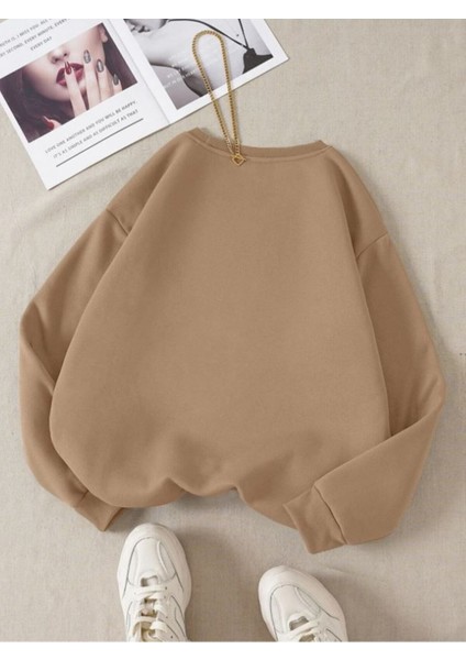 Düz Bisiklet Yaka Sweatshirt