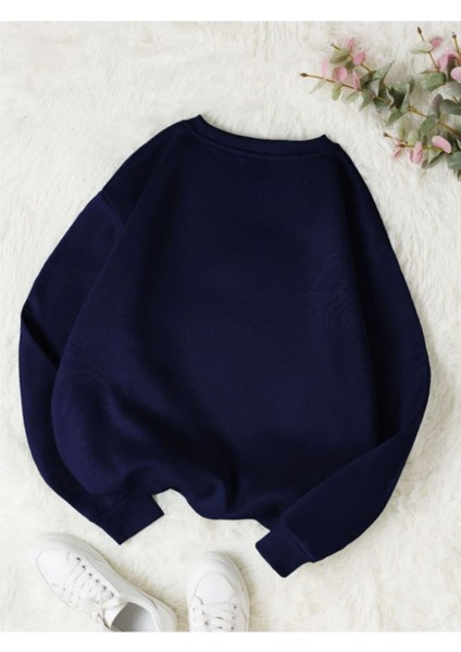 Düz Bisiklet Yaka Sweatshirt