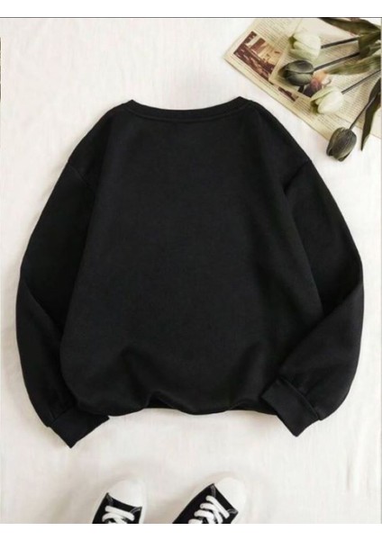 Düz Bisiklet Yaka Sweatshirt