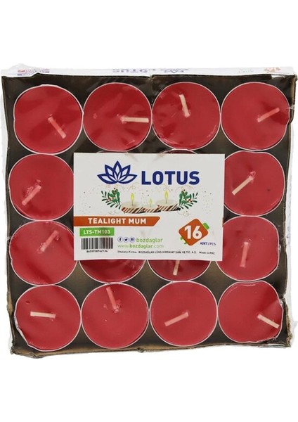 16PCS Yuvarlak - Kırmızı Tea Light Mum (4887)