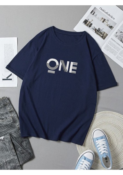 "one" Baskılı Oversize Erkek Tshirt